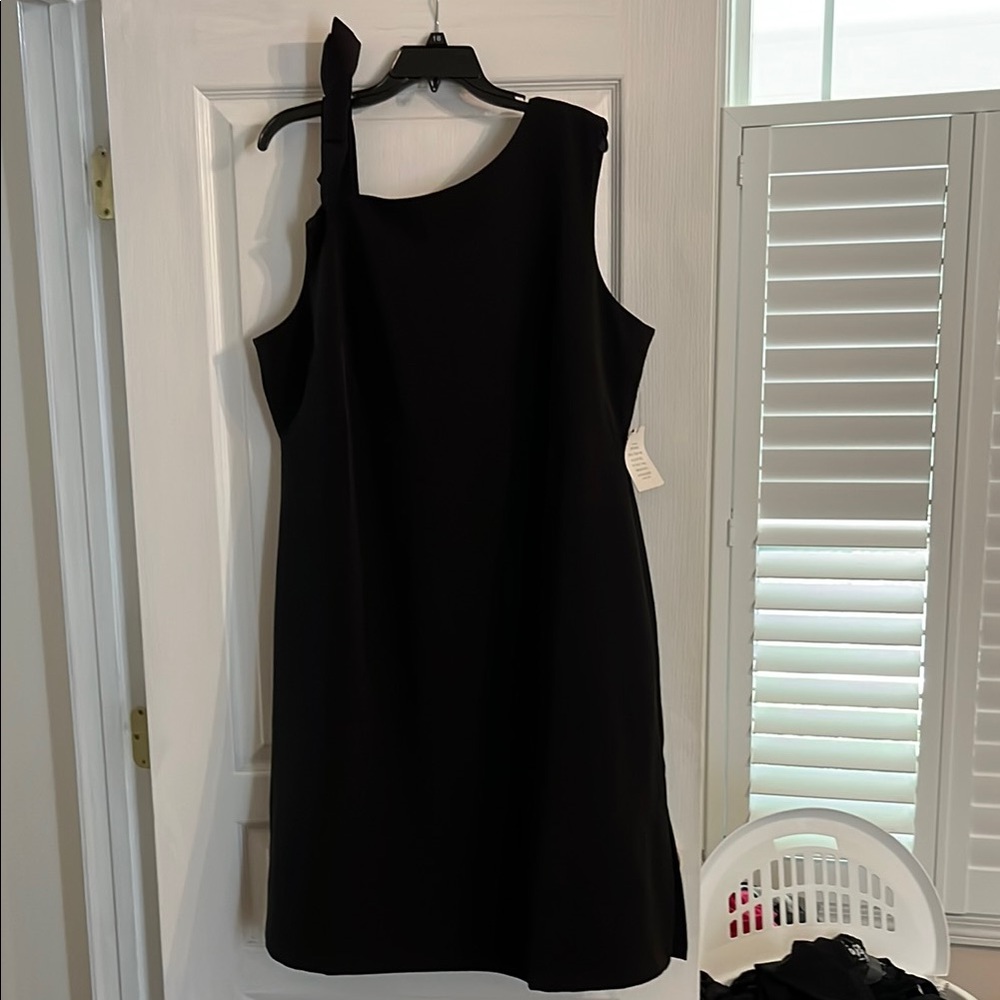 Eloquii Black Asymmetrical One Shoulder Sheath Dress 20 NWT